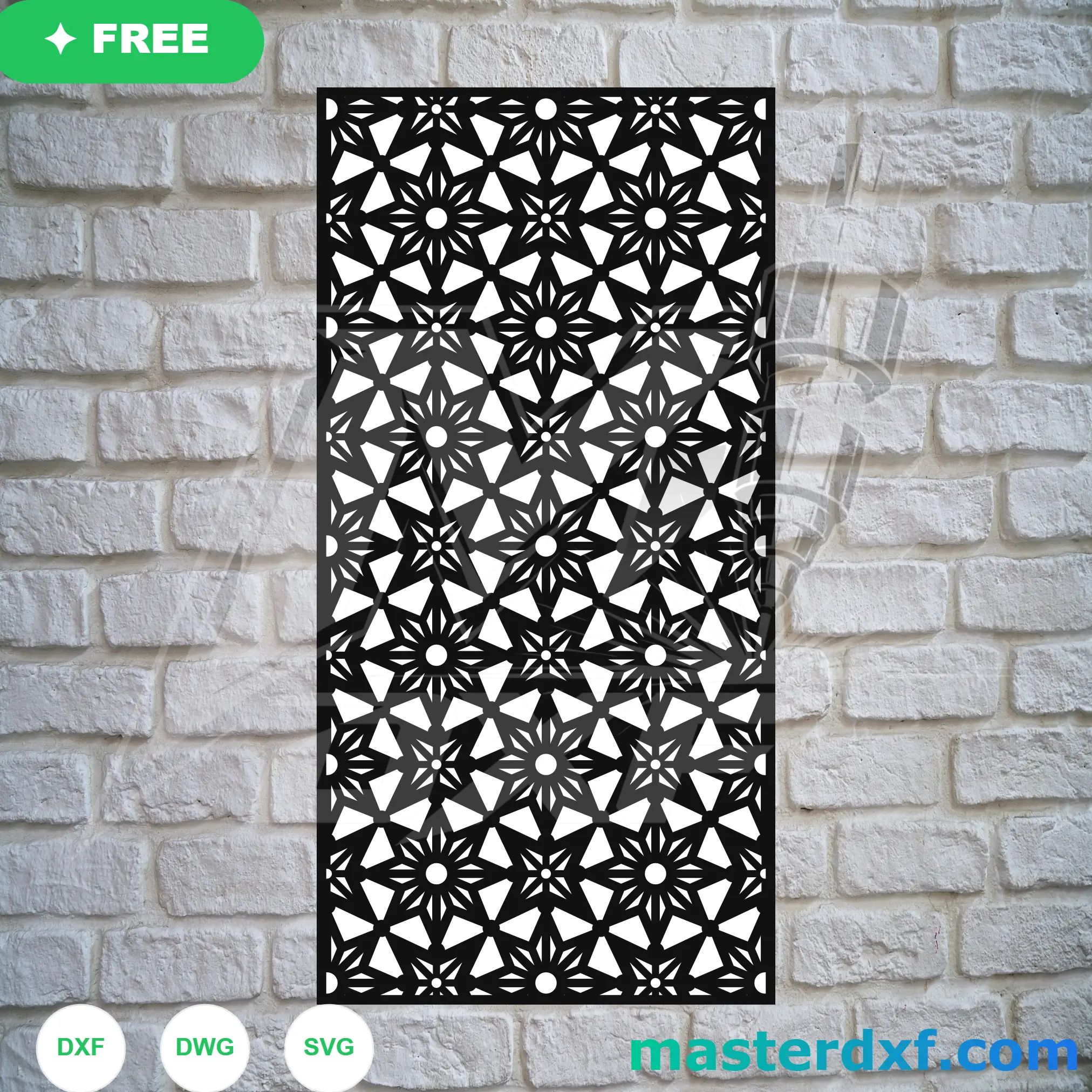 Star Flower Geometric DXF Pattern for Refined Room Dividers DXF File